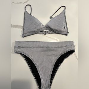 Billabong striped ribbed swim suit